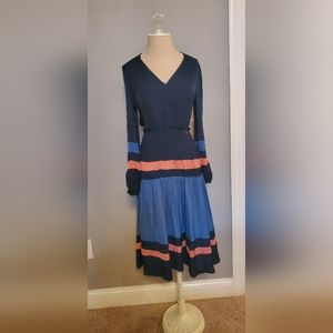 XS Blue/Multi Current Air Midi dress from Anthropologie